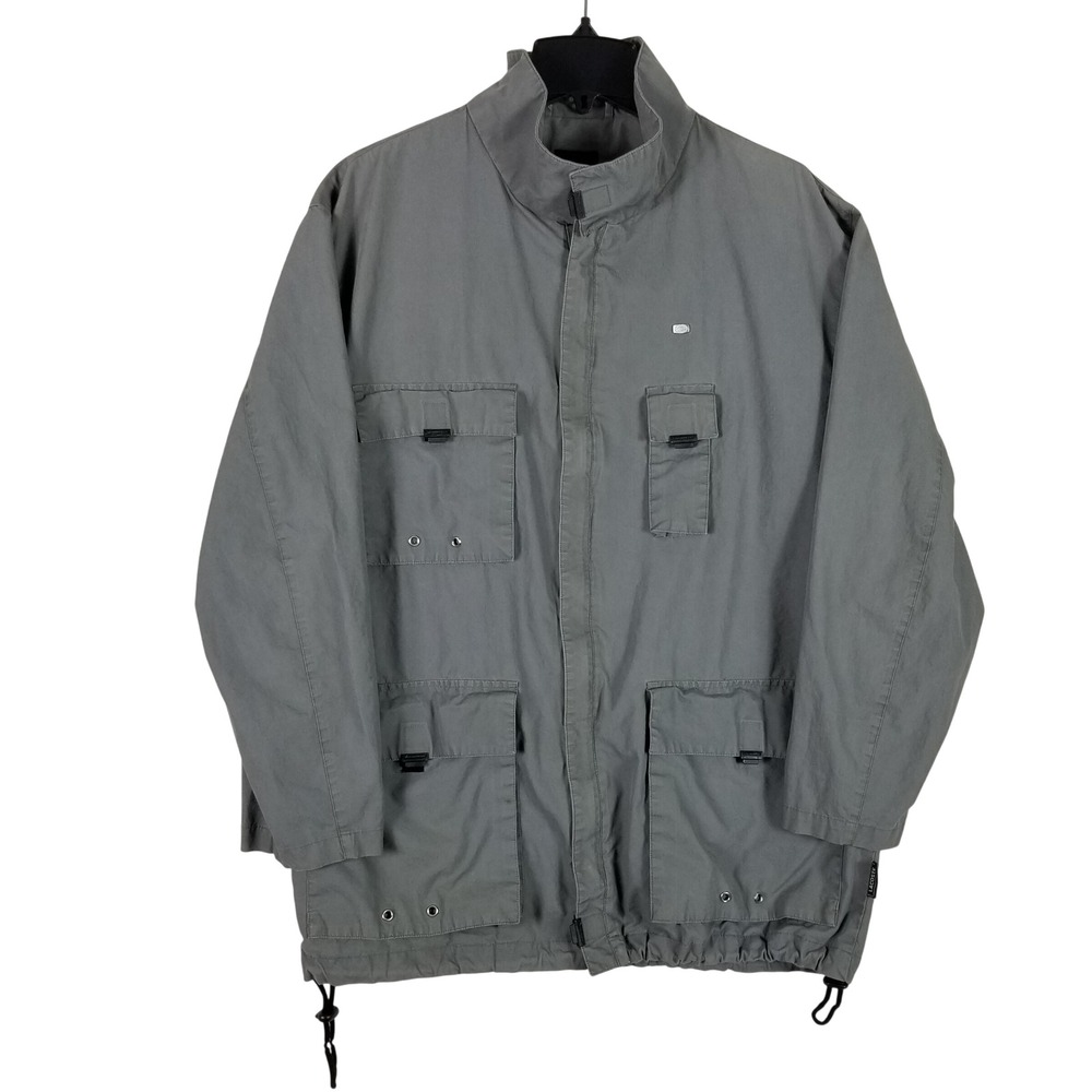 Lacoste Field Jacket Mens Size 52/4 Grey Multi-Pocket Cotton Utility Coat